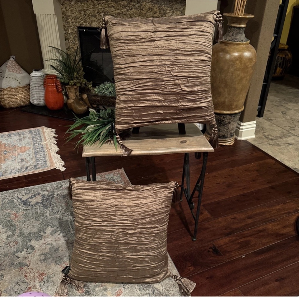 Robert Allen Home Decorative Gold Pleated Pillows Set